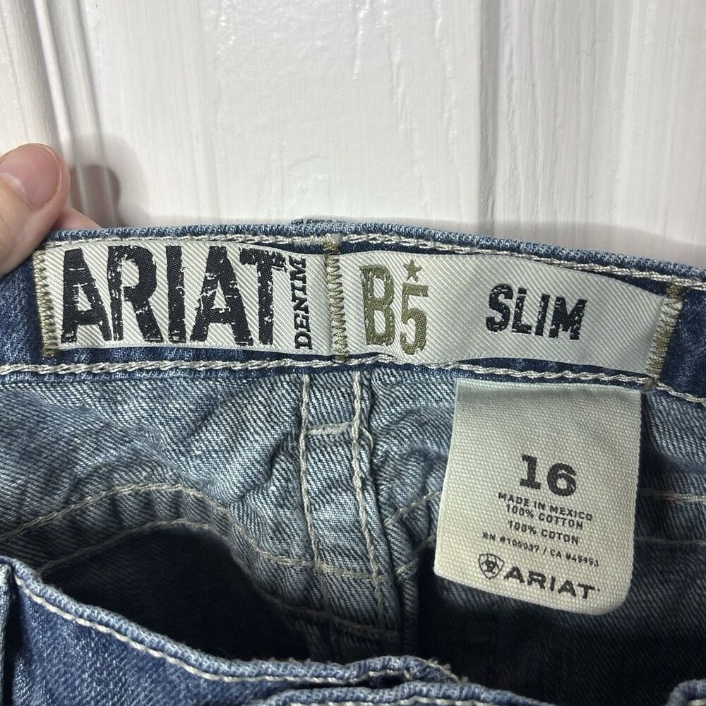 Ariat Boys 16 Slim B5 Bootcut Jeans Medium Wash Western - Picture 3 of 10